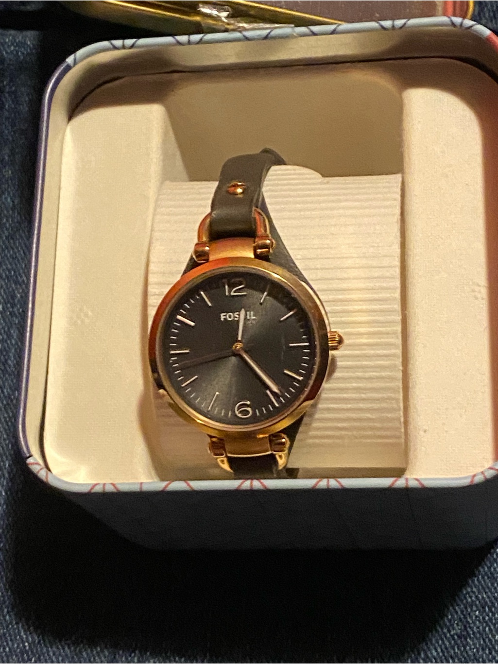 Fossil Women's Rose Gold And Grey Leather Watch